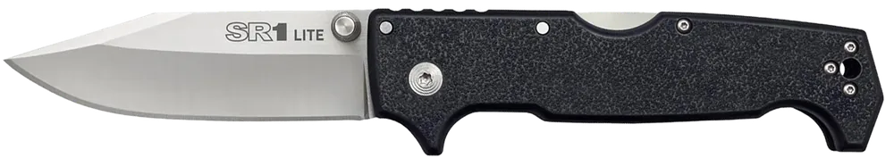 Cold Steel SR1 Lite 4" Folding Clip Point Plain Stonewashed 8Cr14MoV SS Blade, 5.63" Black Textured Griv-Ex Handle CS62K1Z