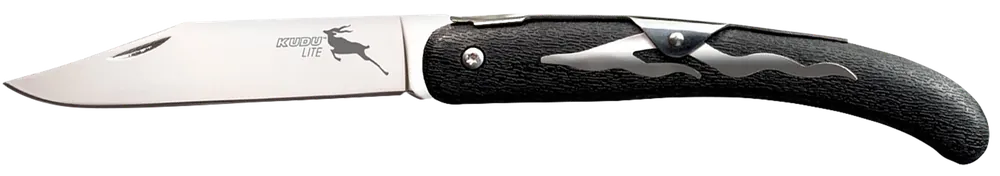 Cold Steel Kudu Lite Knife 4.25" Folding Clip Point Plain Satin 5Cr15MoV SS Blade, 5.75" Black Textured Zy-Ex Handle CS20KJZ