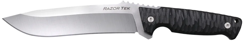 Cold Steel Razor Tek EDC 6.50" Fixed Clip Point Plain Satin 4116 Krupp SS Blade, 6.13" Black Textured GFN Handle CSFX65RZR