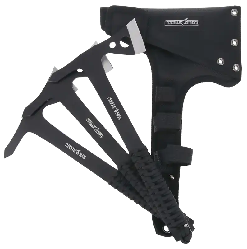 Cold Steel Throwing Axes 1.75" Black Oxide 420 Stainless Steel Blade, Paracord Wrap Handle, Set of 3 CSTH175AX3PK