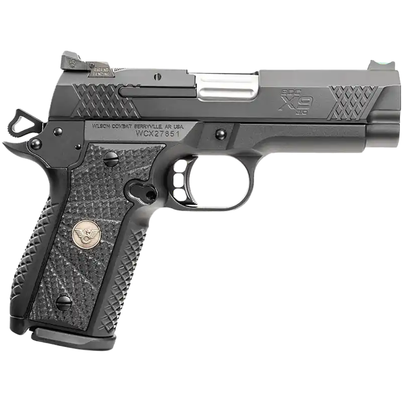 Wilson Combat EDC X9 2.0 9mm Pistol 15+1 4" Barrel Stainless Slide Aluminum Frame 1911-Style G10 Grips Thumb Safety Black 2EDCXCP9