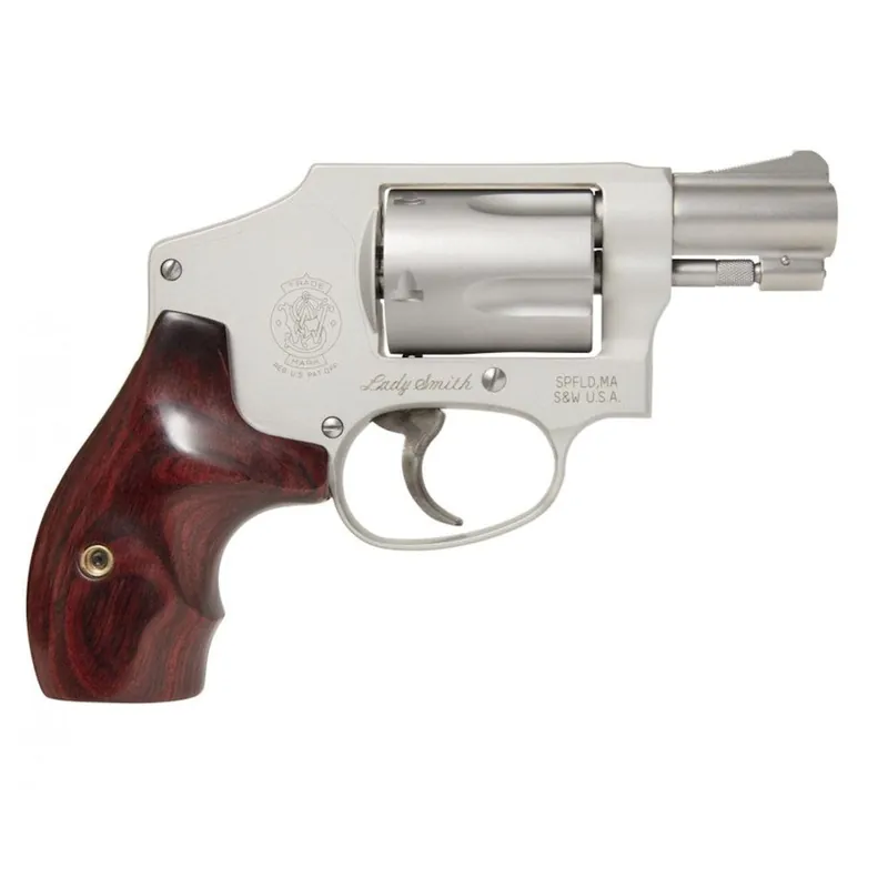 S&W 642 LadySmith .38Spl+P 5Rd 1.875" Matte SS Barrel/Cyl Silver Alum Frame Enclosed Hammer Fixed Sights Wood Grip DAO 163808